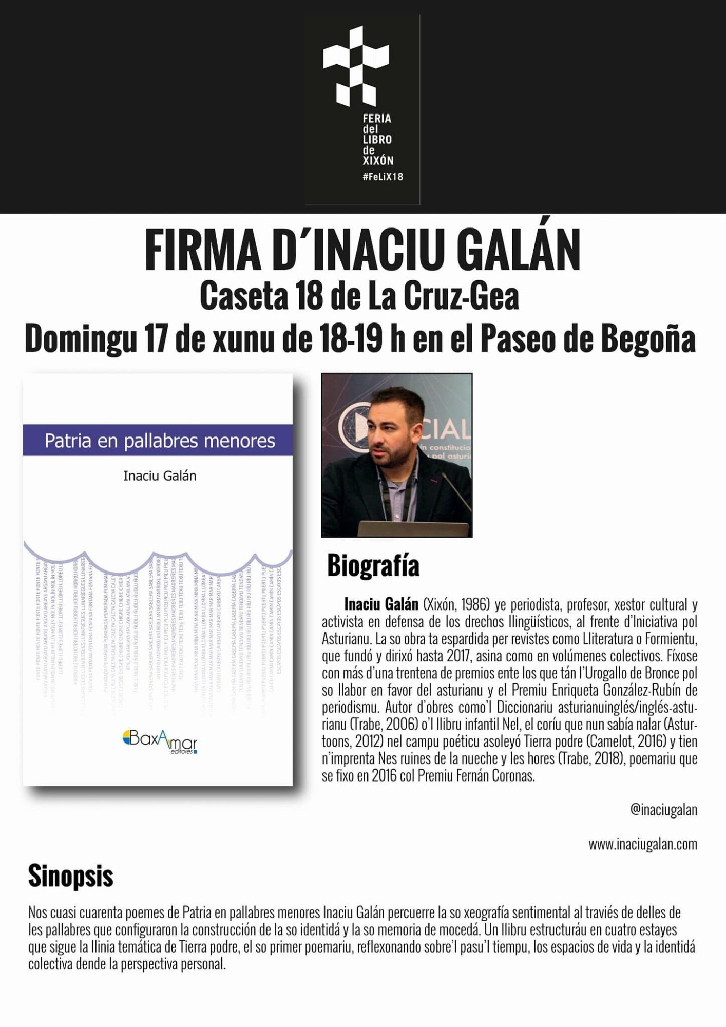 Actos na Feria del Llibru de Xixón #FeliX18